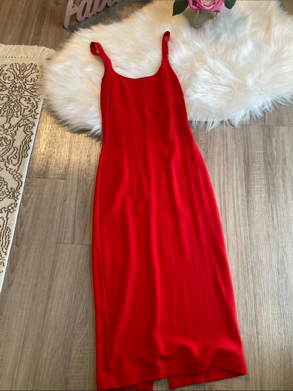 American Apparel Red Bodycon Midi Dress Size Medium